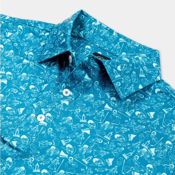 U Suck at Golf Apparel happy place short sleeve teal polo, Medium - Picture 3 of 6